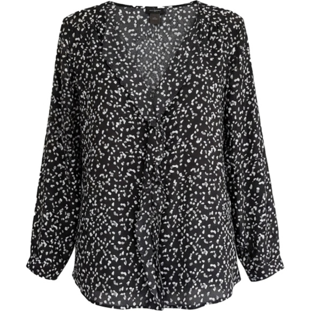 Ann Taylor Long Sleeve Blouse / Shirt - Womens Large Black‎ / Grey - #46899-E4